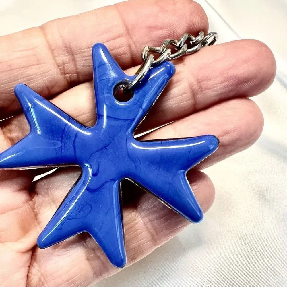 Blue glass keychain blue glass